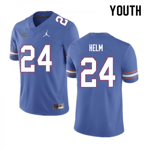 Youth #24 Avery Helm Florida Gators College Football Jerseys Blue